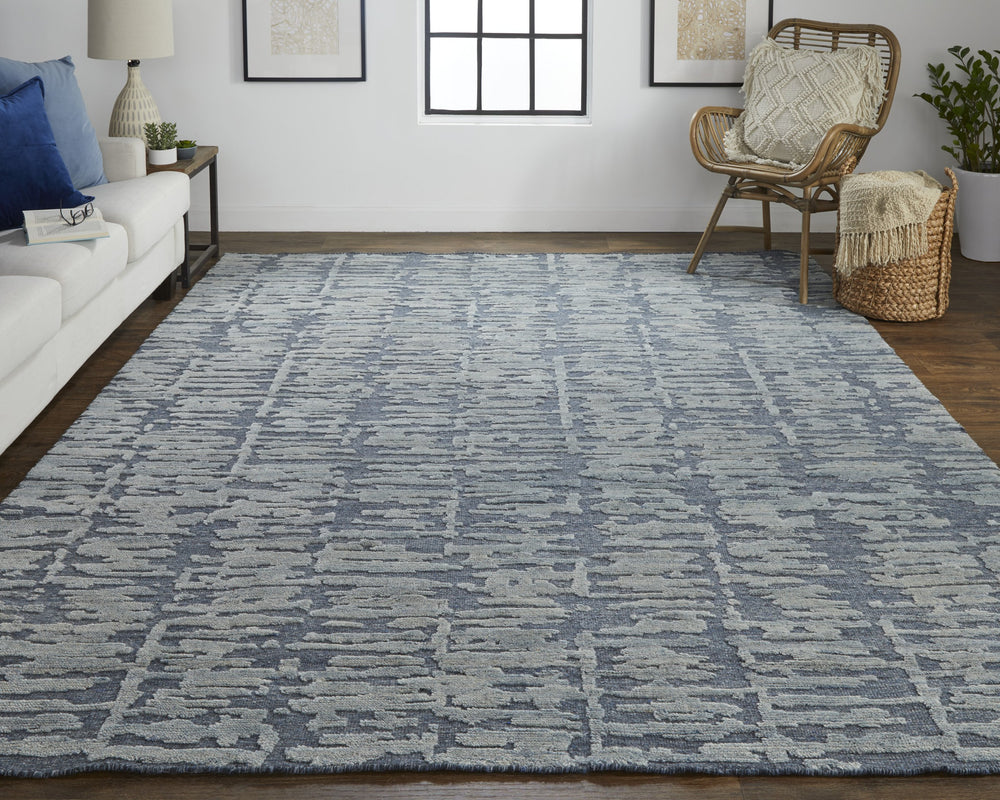 Feizy Rugs Berwyn Hand Knotted Wool Rug By Thom Filicia - Elevate Your Space With Stunning Abstract Design Blue,Silver,Gray Wool T12t6005blu000g50