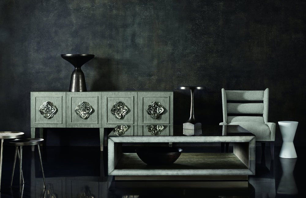 Bernhardt Bernhardt Sculptural Stroud Pedestal Drink Table — Matte Graphite Cast Aluminum Accent Table, 19.6"H 379197