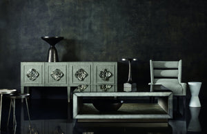 Bernhardt Bernhardt Sculptural Stroud Pedestal Drink Table — Matte Graphite Cast Aluminum Accent Table, 19.6"H 379197