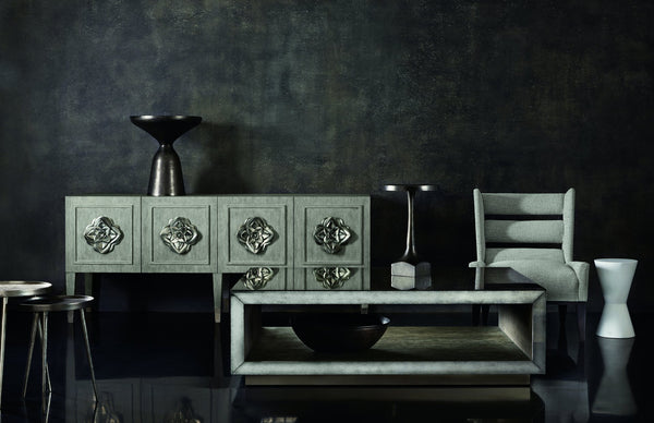 Bernhardt Bernhardt Sculptural Stroud Pedestal Drink Table — Matte Graphite Cast Aluminum Accent Table, 19.6"H 379197