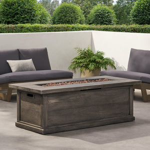 English Elm 56" Outdoor Rectangular Propane Fire Pit 50000 Btu Mgo Concrete Wood Grain Patio 57570.00GRY-50K