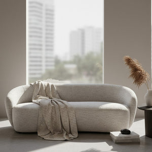 VIG Furniture Omaha Sculptural Off-White Fabric Sofa — 90" Modern Minimalist Rounded Silhouette, Plush Foam Seating VGKK-KF2823-BEI-S