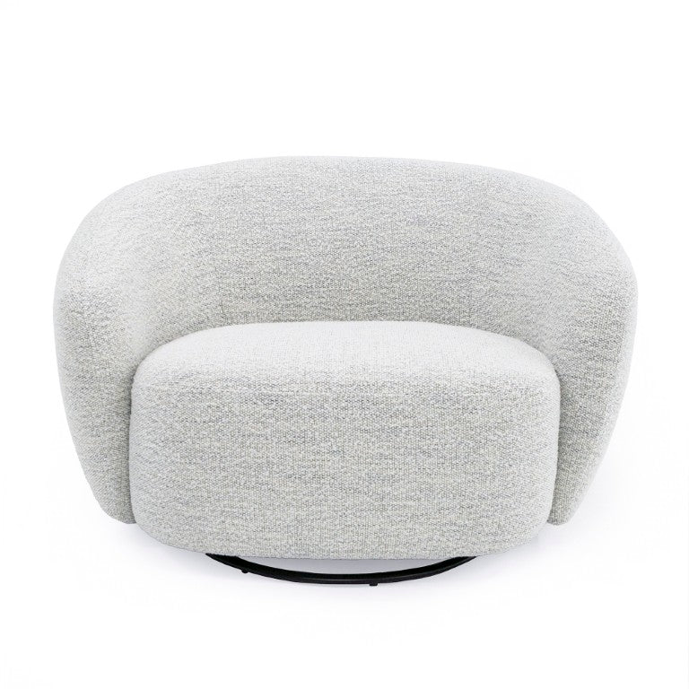 VIG Furniture Omaha Sculptural Swivel Chair In Off-White Fabric — Cozy Curved Design, Foam Seat, Smooth Rotation VGKK-KF2823-BEI-CH