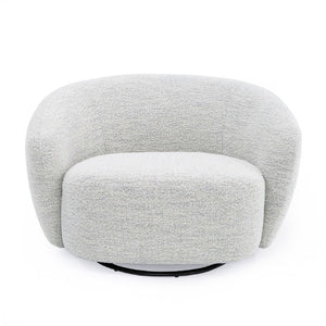 VIG Furniture Omaha Sculptural Swivel Chair In Off-White Fabric — Cozy Curved Design, Foam Seat, Smooth Rotation VGKK-KF2823-BEI-CH