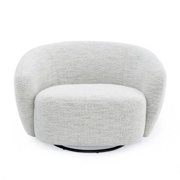 VIG Furniture Omaha Sculptural Swivel Chair In Off-White Fabric — Cozy Curved Design, Foam Seat, Smooth Rotation VGKK-KF2823-BEI-CH