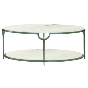 Bernhardt Bernhardt Oval Morello Cocktail Table With Faux Carrara Marble Top, Oxidized Nickel Sculptural Frame 469013