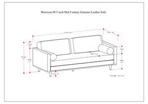 English Elm Morrison 89" Sofa - Handcrafted Sienna Leather, Mid-Century Modern Comfort For Timeless Style B136P159632