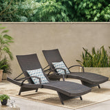 Christopher Knight Home® - Noble House - Salem Outdoor Wicker Adjustable Chaise Lounge With Arms - Set Of 2