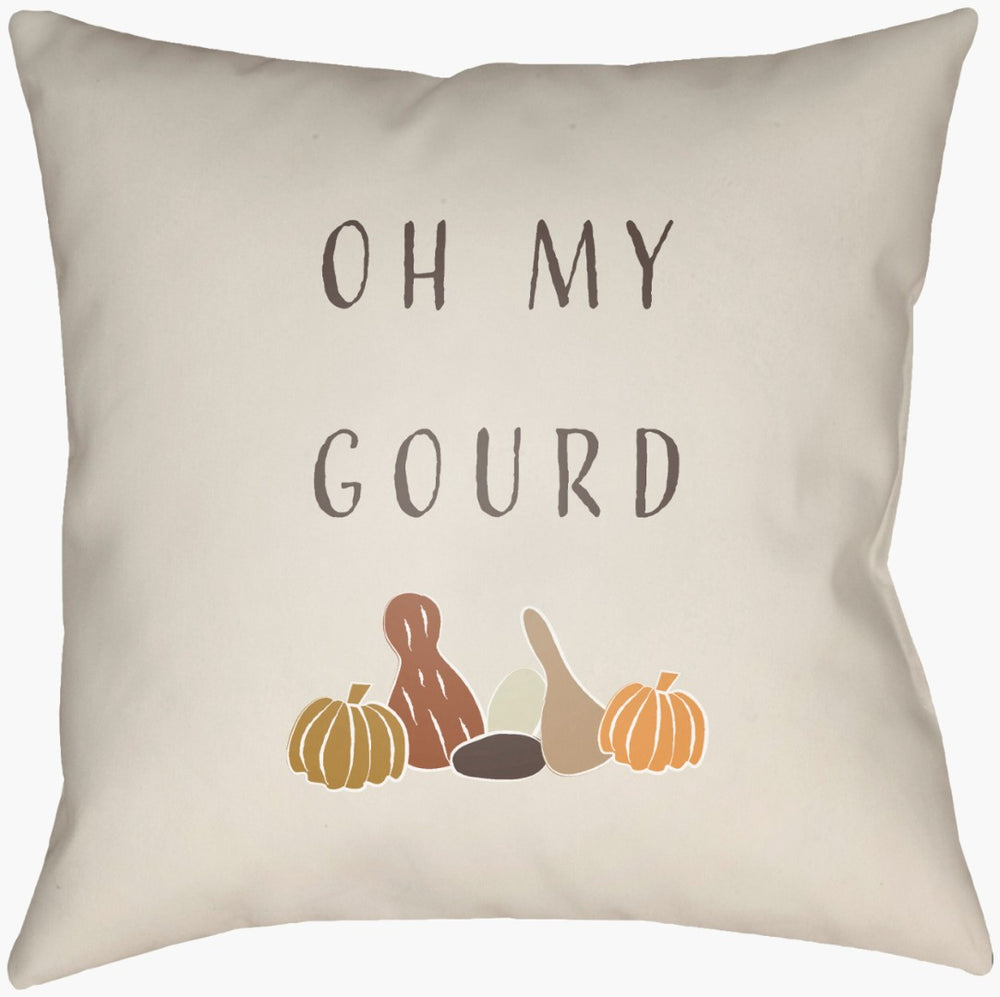 Livabliss Oh My Gourd Woven Polyester Accent Pillow Rustic Farmhouse Square Throw Decor OMG001-1616
