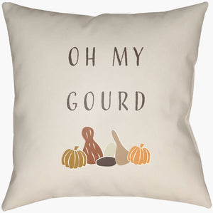 Livabliss Oh My Gourd Woven Polyester Accent Pillow Rustic Farmhouse Square Throw Decor OMG001-1616