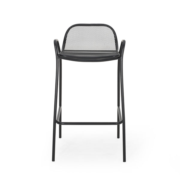 English Elm Christopher Knight Home® - BALTIMORE Linda Modern Iron Barstool Set of 2 Matte Black – Powder-Coated Mesh Seating, Durable Outdoor 디자인 65475.00BLK
