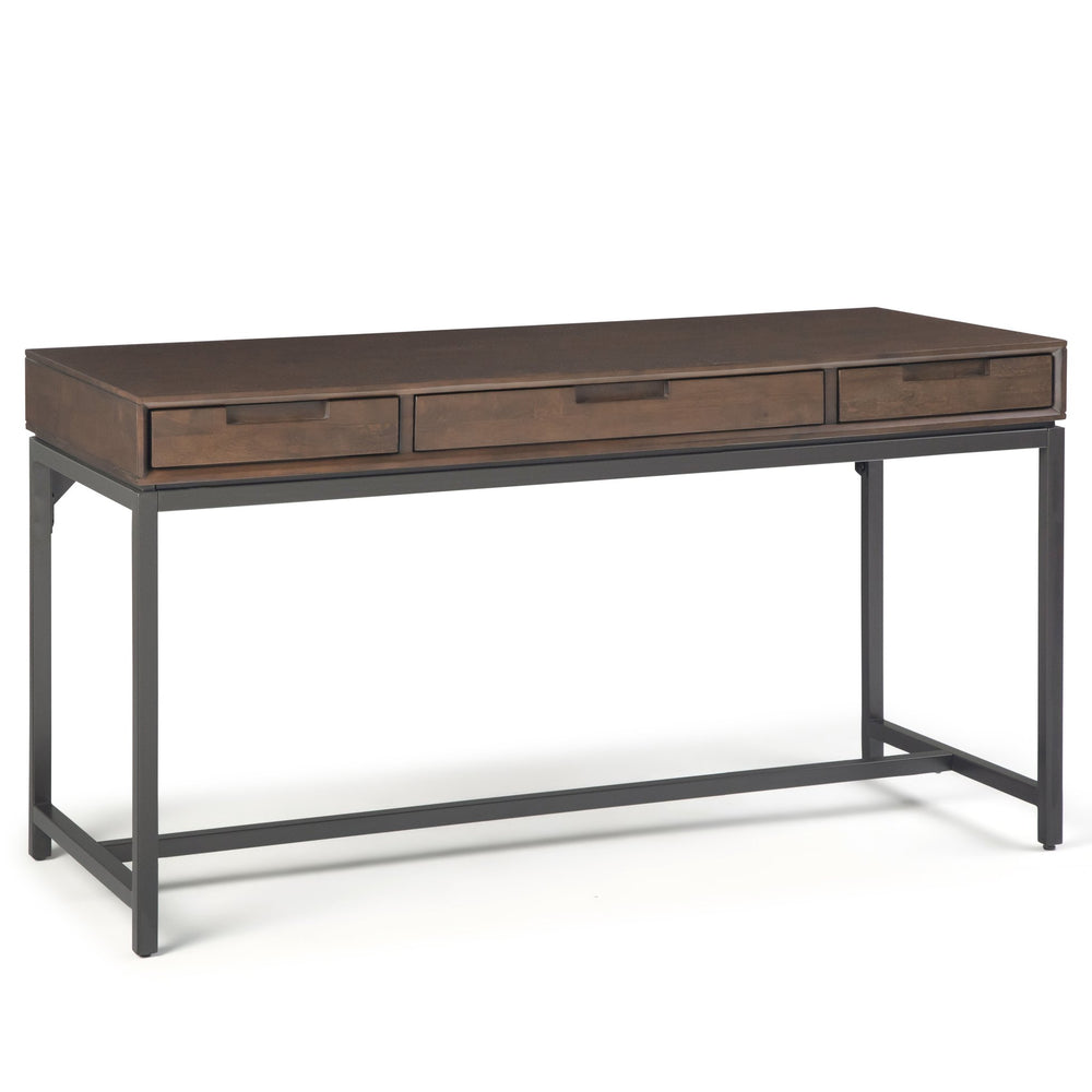 English Elm Banting Mid Century Desk In Walnut Brown - Stylish Workspace With Smart Storage & Industrial Touch B136P158455