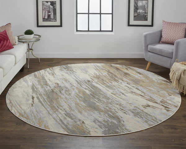 Feizy Rugs Parker Abstract Distressed Rug - Contemporary Viscose And Polyester Design For Modern Interiors Ivory,Tan,Brown Viscose,Polyester Prk3704fbgeblun97