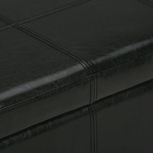 English Elm Kingsley Large Storage Ottoman with Nailhead Trim and Child-Safe Hinge – Faux Leather Bench Seat Black B136P158177