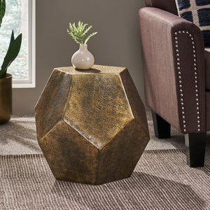 English Elm Hexagonal Handcrafted Aluminum Side Table Sculptural Glam Accent for Modern Living 71297.00