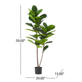 Christopher Knight Home® - Noble House - Socorro 5' X 2.5' Artificial Fiddle-Leaf Fig Tree, Green