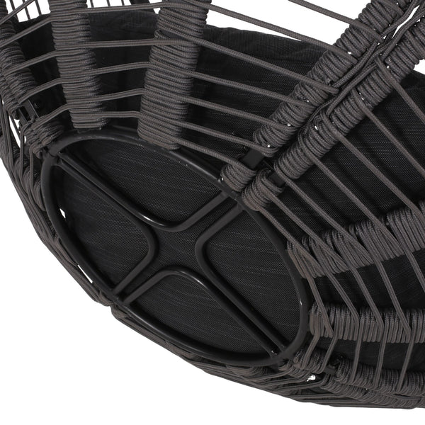 English Elm Christopher Knight Home® - WASHINGTON Therese Rope Weave Hanging Chair with 8ft Chain, Water-Resistant Cushions, Indoor/Outdoor Comfort 71223.00GBLK