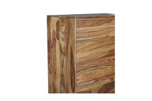 Porter Designs Porter Fusion Solid Sheesham Wood Chest Table - Mid-century Modern With Curved Handles & Flared Legs Light Brown Wood 04-117-03-6750n