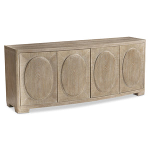 Bernhardt Bernhardt Aventura Bowfront 4-Door Buffet In Marcona Oak Veneer With Soft-Close Doors & Storage 318134