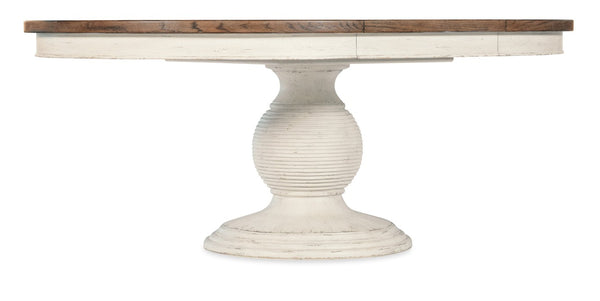 Hooker Furniture Americana Round Pedestal Dining Table With Carved Base, Two-Tone Honey Top & 22" Pull-Out Leaf Whites/Creams/Beiges 7050-75203-02