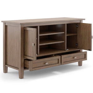 English Elm Warm Shaker Tv Media Stand - Rustic Solid Wood Storage Solution For Stylish Living Rooms B136P159672-GIGA