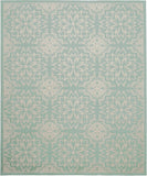 Nourison Jubilant JUB06 Machine Made Power-loomed Narrow Border Indoor Only Farmhouse Contemporary Rug Ivory Green, Aqua 100% Polypropylene 99446478290