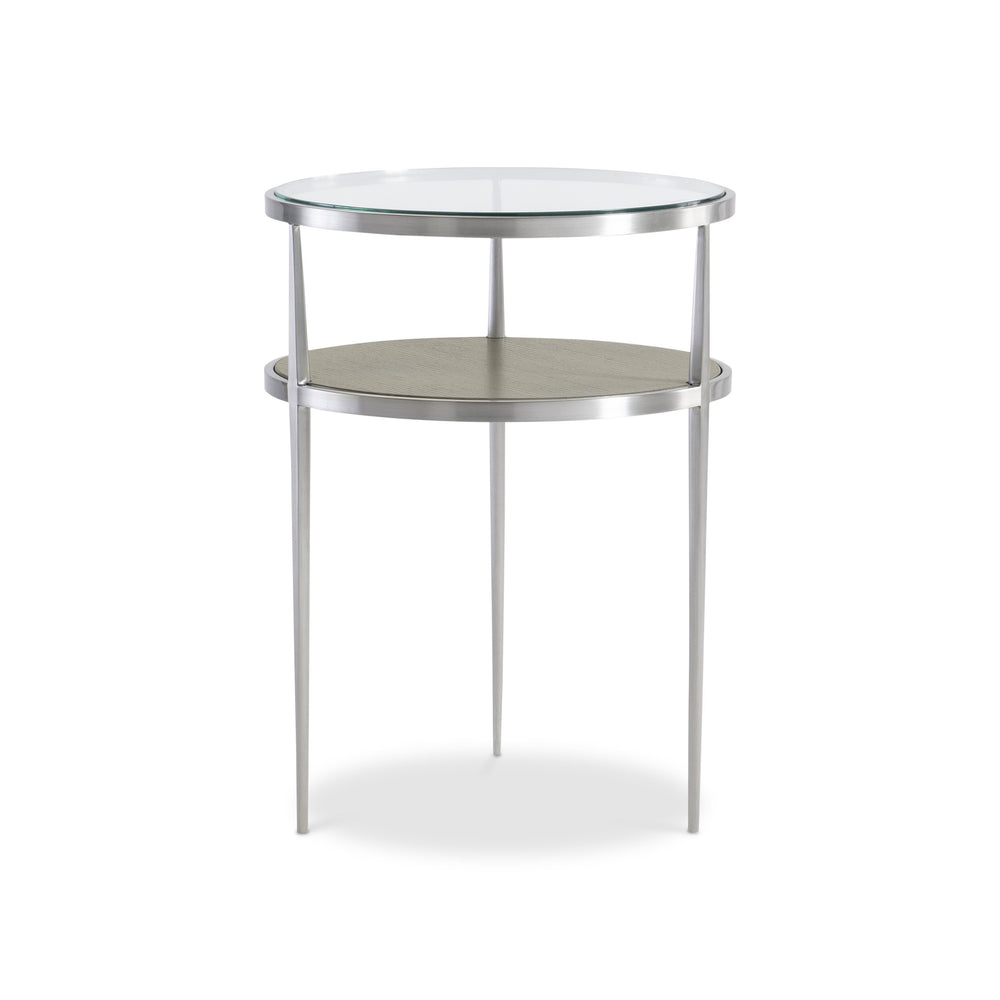 Bernhardt Bernhardt Cornelia Accent Table With Nebbia Wood Shelf, Brushed Stainless Frame & Tempered Glass Top 331123