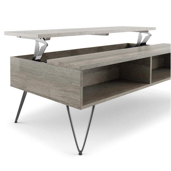 English Elm Hunter Lift Top Coffee Table - Handcrafted Grey Mango Wood With Storage & Industrial Style Legs B136P158729