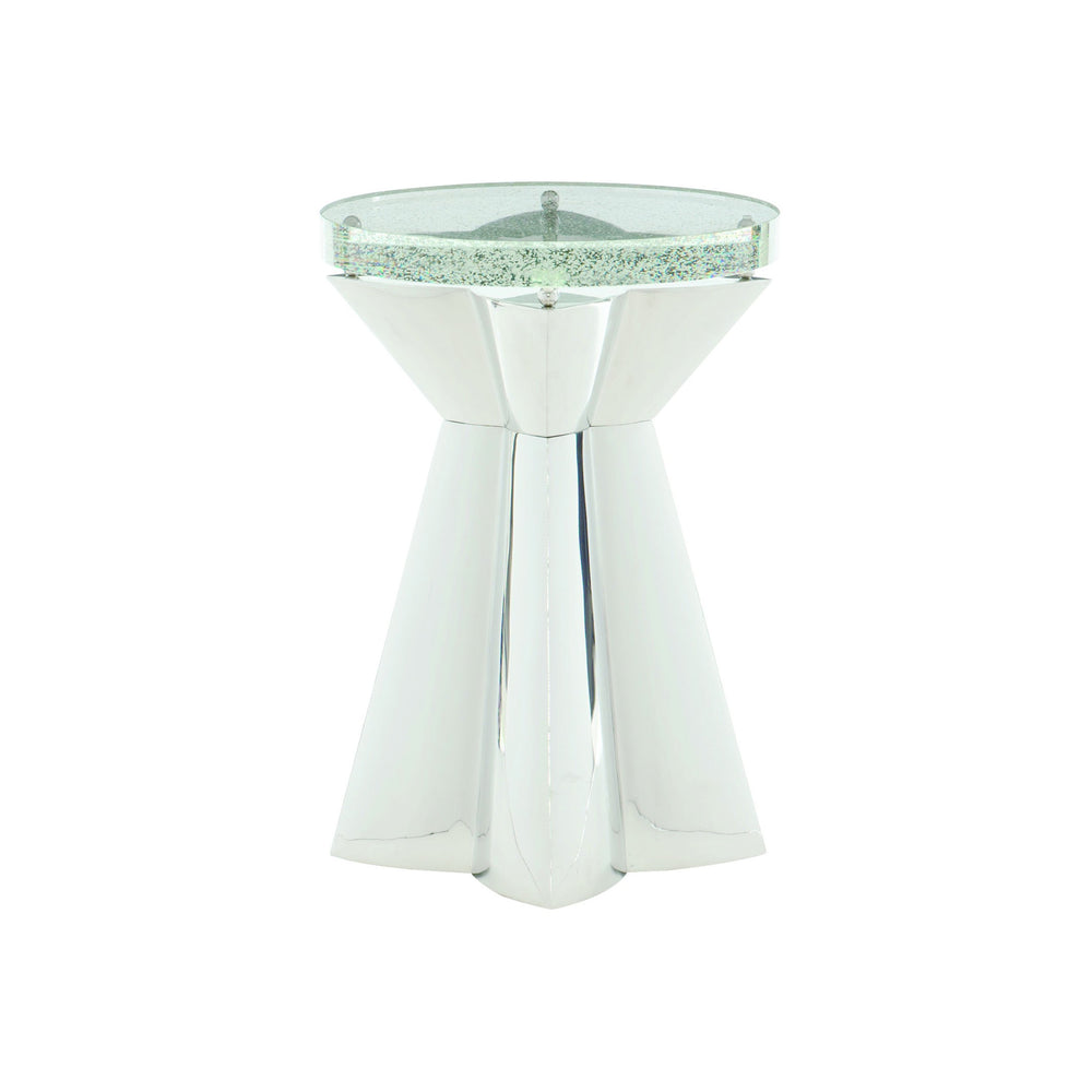 Bernhardt Bernhardt Sculptural Anika Round Chairside Table With Bubble Glass Top & Polished Stainless Base, 23.5" 372101