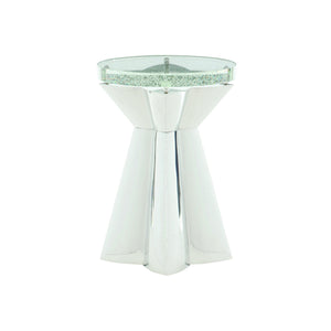 Bernhardt Bernhardt Sculptural Anika Round Chairside Table With Bubble Glass Top & Polished Stainless Base, 23.5" 372101