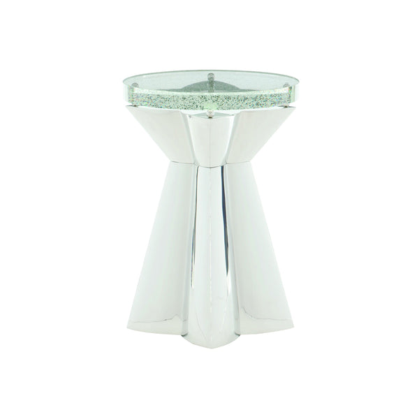Bernhardt Bernhardt Sculptural Anika Round Chairside Table With Bubble Glass Top & Polished Stainless Base, 23.5" 372101