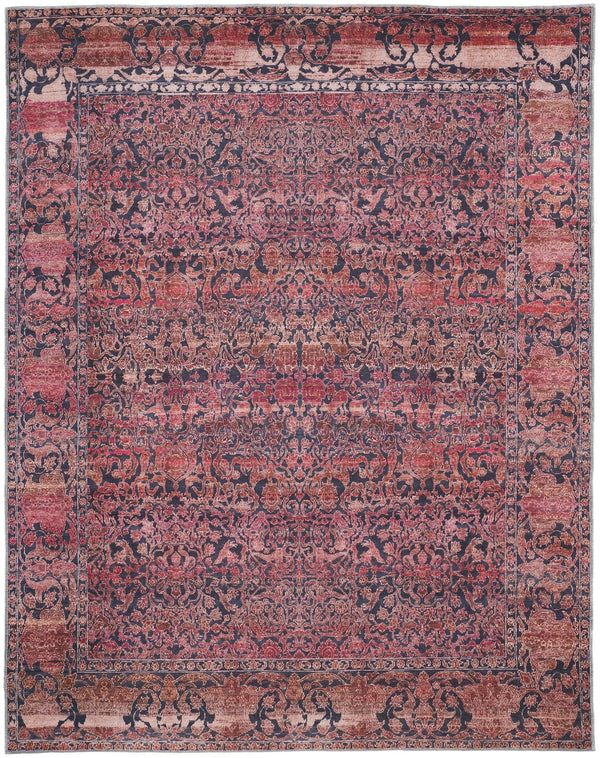 Feizy Rugs Voss Bold Transitional Area Rug - Dazzling Patterns, Rich Colors, And Sophisticated Chenille Design Orange,Red,Gray Polyester Vos39hcfmlt000g21