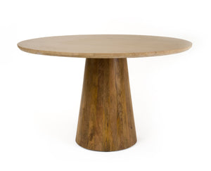 VIG Furniture Modrest Onalaska - Modern Travertine Marble + Wood Round Dining Table VGBR-SBA-2550