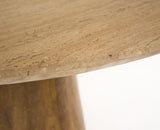 VIG Furniture Modrest Onalaska - Modern Travertine Marble + Wood Round Dining Table VGBR-SBA-2550