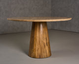 VIG Furniture Modrest Onalaska - Modern Travertine Marble + Wood Round Dining Table VGBR-SBA-2550