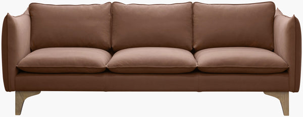 Surya Simone Modern Leather Sofa - 32"H X 86"W X 34"D, Luxurious Comfort, Durable Rubber Wood Base Upholstery, Brown,Base, Brown Leather,Rubber Wood,Polyurethane Foam,Feather Blend One-001