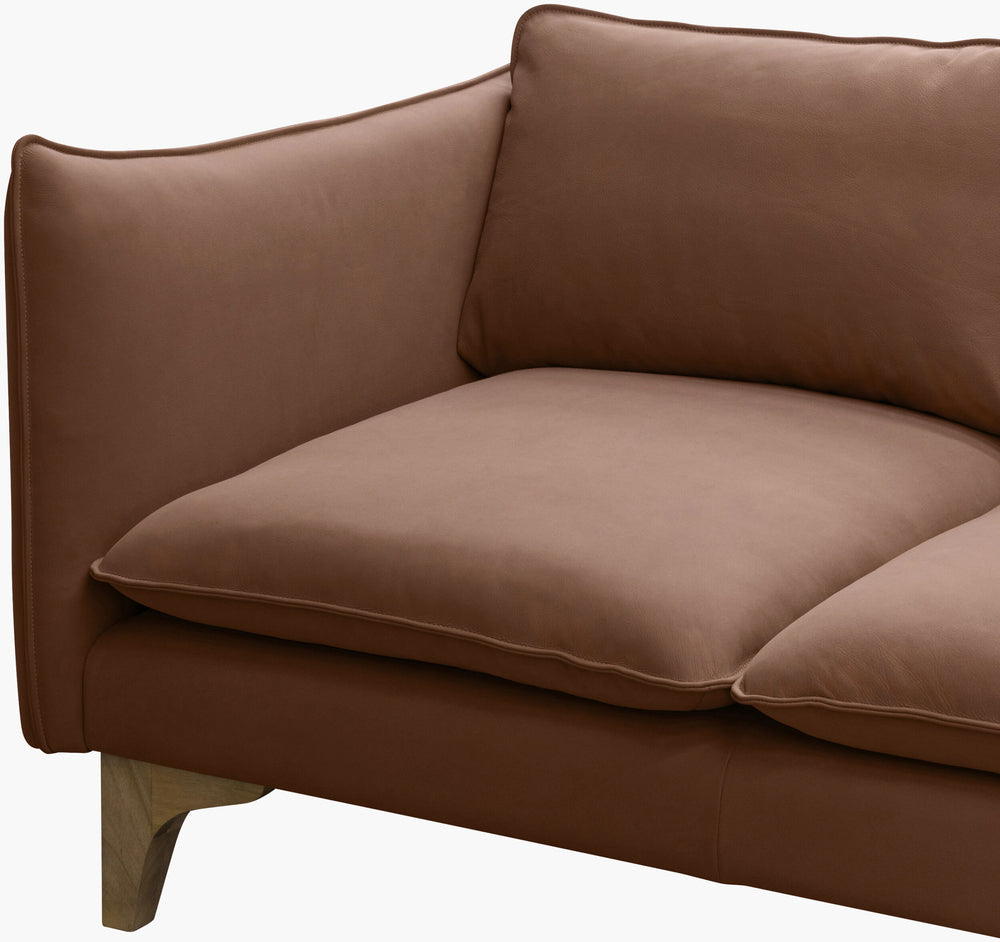 Surya Simone Modern Leather Sofa - 32"H X 86"W X 34"D, Luxurious Comfort, Durable Rubber Wood Base Upholstery, Brown,Base, Brown Leather,Rubber Wood,Polyurethane Foam,Feather Blend One-001