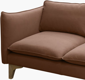 Surya Simone Modern Leather Sofa - 32"H X 86"W X 34"D, Luxurious Comfort, Durable Rubber Wood Base Upholstery, Brown,Base, Brown Leather,Rubber Wood,Polyurethane Foam,Feather Blend One-001