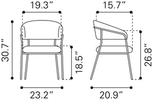 Josephine Dining Chair - Set of 2 Cream 109669 Zuo Modern