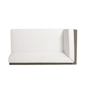 English Elm Brava Acacia Corner Bench Set with Coffee Table Outdoor Cross-back Slatted Design 57967.00WHI2