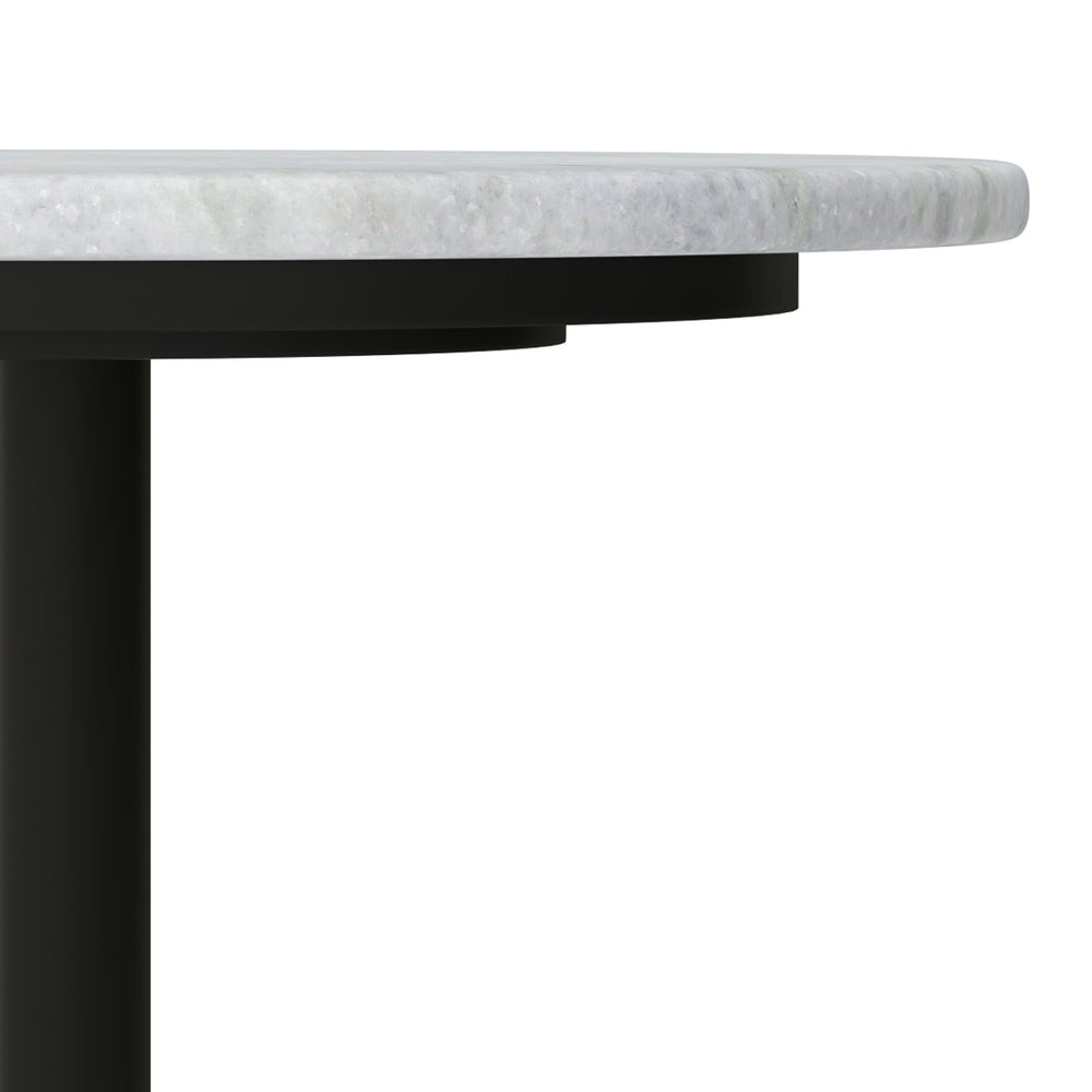 English Elm Evans White Marble Side Table with Black & Gold Iron Pedestal — Handcrafted Modern Accent (98) B136P159931