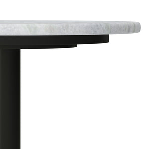 English Elm Evans White Marble Side Table with Black & Gold Iron Pedestal — Handcrafted Modern Accent (98) B136P159931