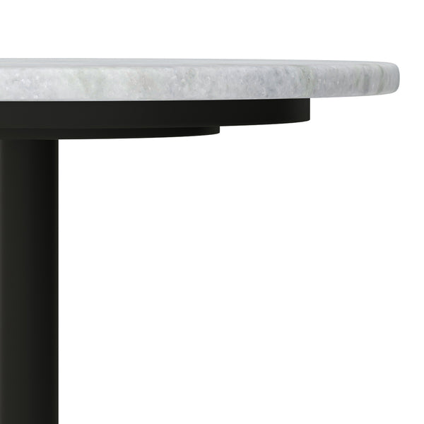 English Elm Evans White Marble Side Table with Black & Gold Iron Pedestal — Handcrafted Modern Accent (98) B136P159931