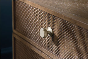 Hooker Furniture Sonnet Executive Desk With Wren Oak Veneer, Cane Drawers, Reversible Writing Surface & Wire Mgmt 6072-10462-85