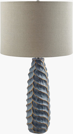 Surya Ossining 27" Durable Resin Accent Table Lamp With Wheat Linen Shade For Stylish Home Décor Body, Gray,Shade (Outside), Wheat,Shade (Inside), White,Finial, Metallic ,Silver,Harp, Metallic ,Nickel,Cord, Translucent Resin,Linen,Linen,Nickel Onn-001