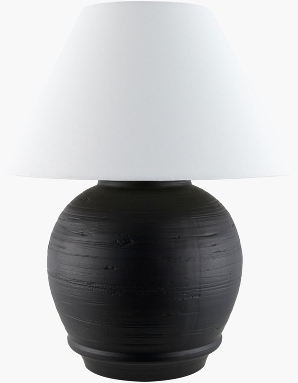 Livabliss Onrus Ceramic Farmhouse Table Lamp with Linen Shade and Iron Finial for Cozy Rooms ONR-001