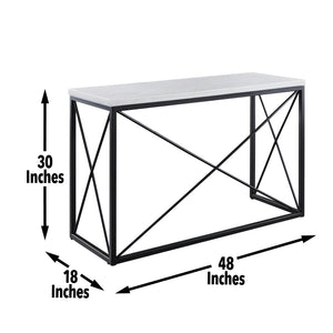 English Elm Steve Silver - Skyler - White Marble Top Rectangular Sofa Table - White