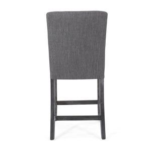 English Elm Christopher Knight Home® - Contemporary Button-Tufted Fabric Counter Stools Set of 2 with Espresso Legs, Waffle Stitch Comfort Charcoal 71254.00CHAR