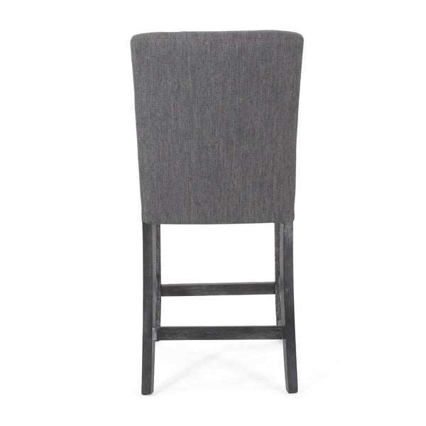 English Elm Christopher Knight Home® - Contemporary Button-Tufted Fabric Counter Stools Set of 2 with Espresso Legs, Waffle Stitch Comfort Charcoal 71254.00CHAR