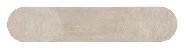 Hooker Furniture Modern Mood Console Table With Rounded Rectangle Silhouette, Oak Veneer, Pewter Accents, Streamlined Style Light Brown 6850-80251-80